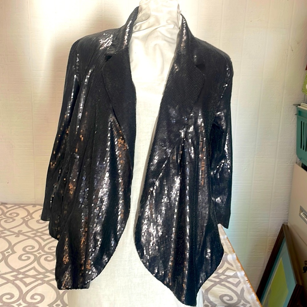 Black Sequin Jacket . Great for Holidays! 🥂✨